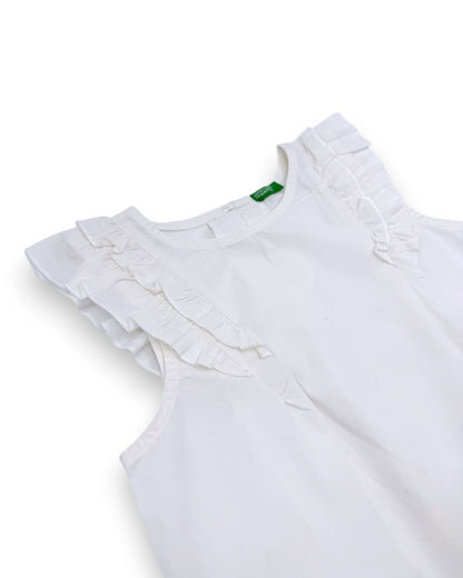 Blusa Branca Folhos BENETTON - 6-7 Anos