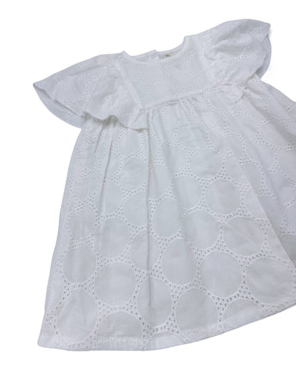 Vestido Branco Bordado 12-18 Meses