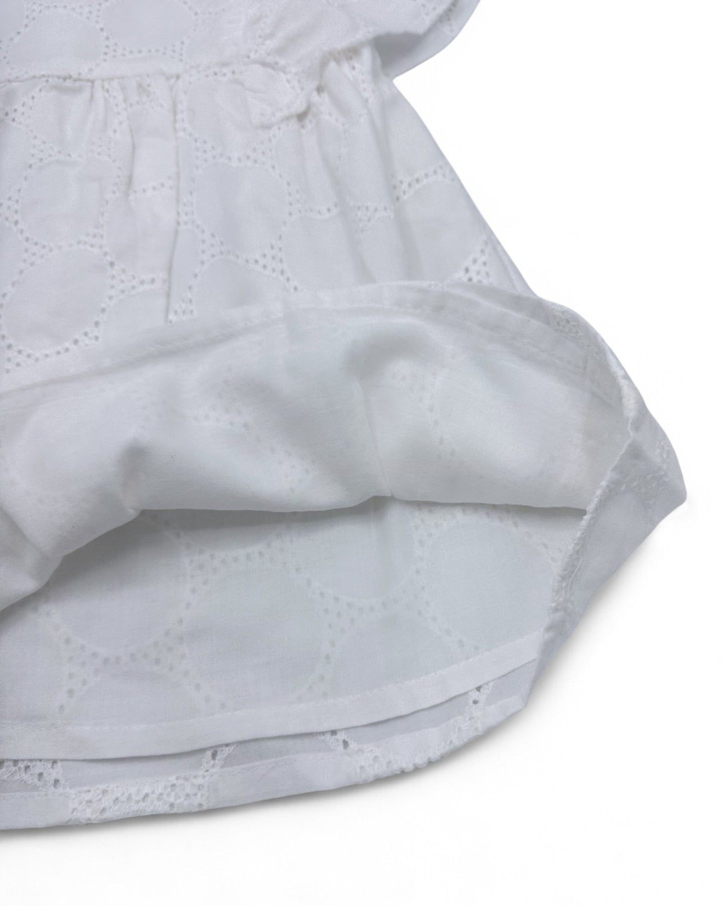 Vestido Branco Bordado 12-18 Meses