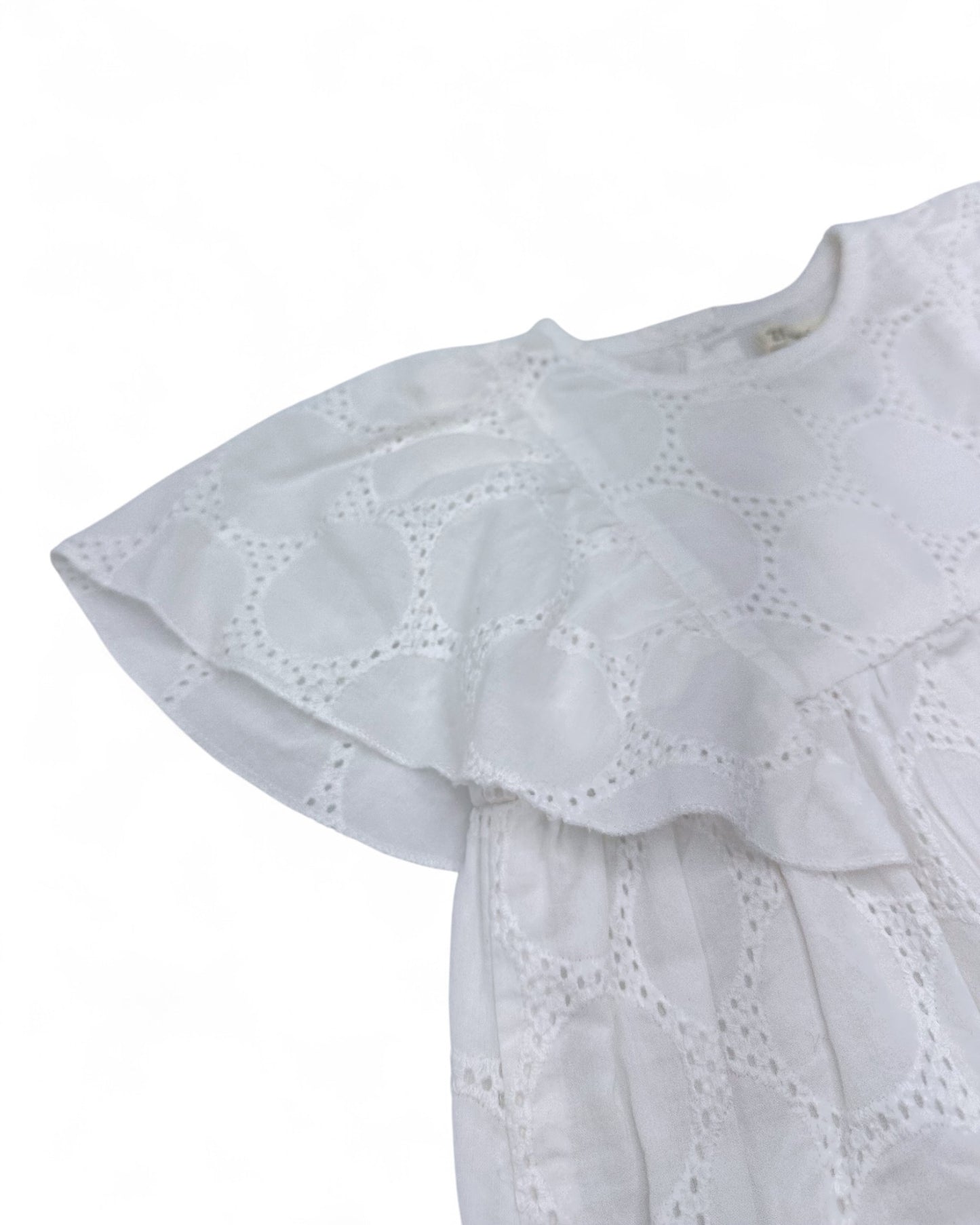 Vestido Branco Bordado 12-18 Meses