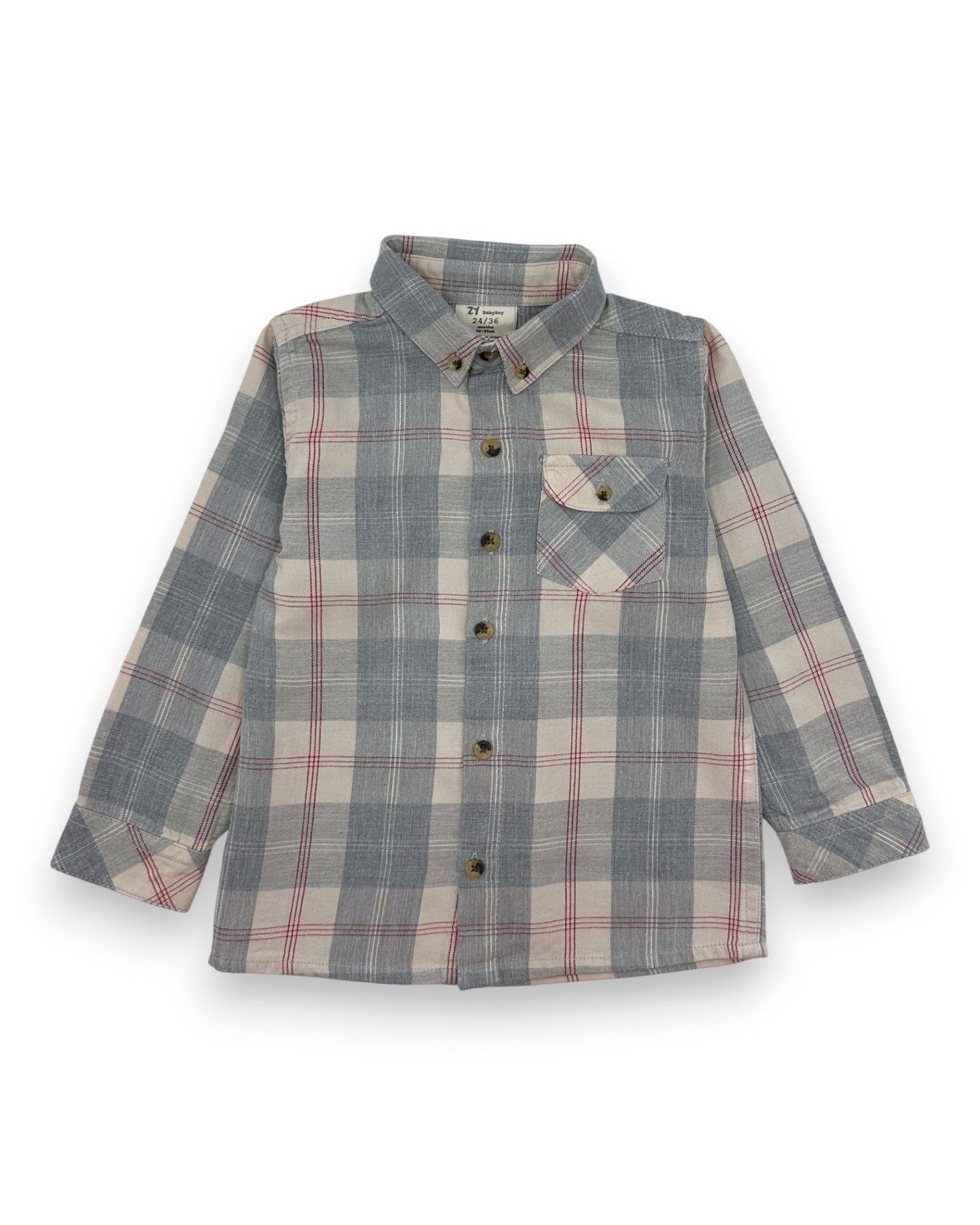 Camisa Xadrez Cinzenta 2-3 Anos