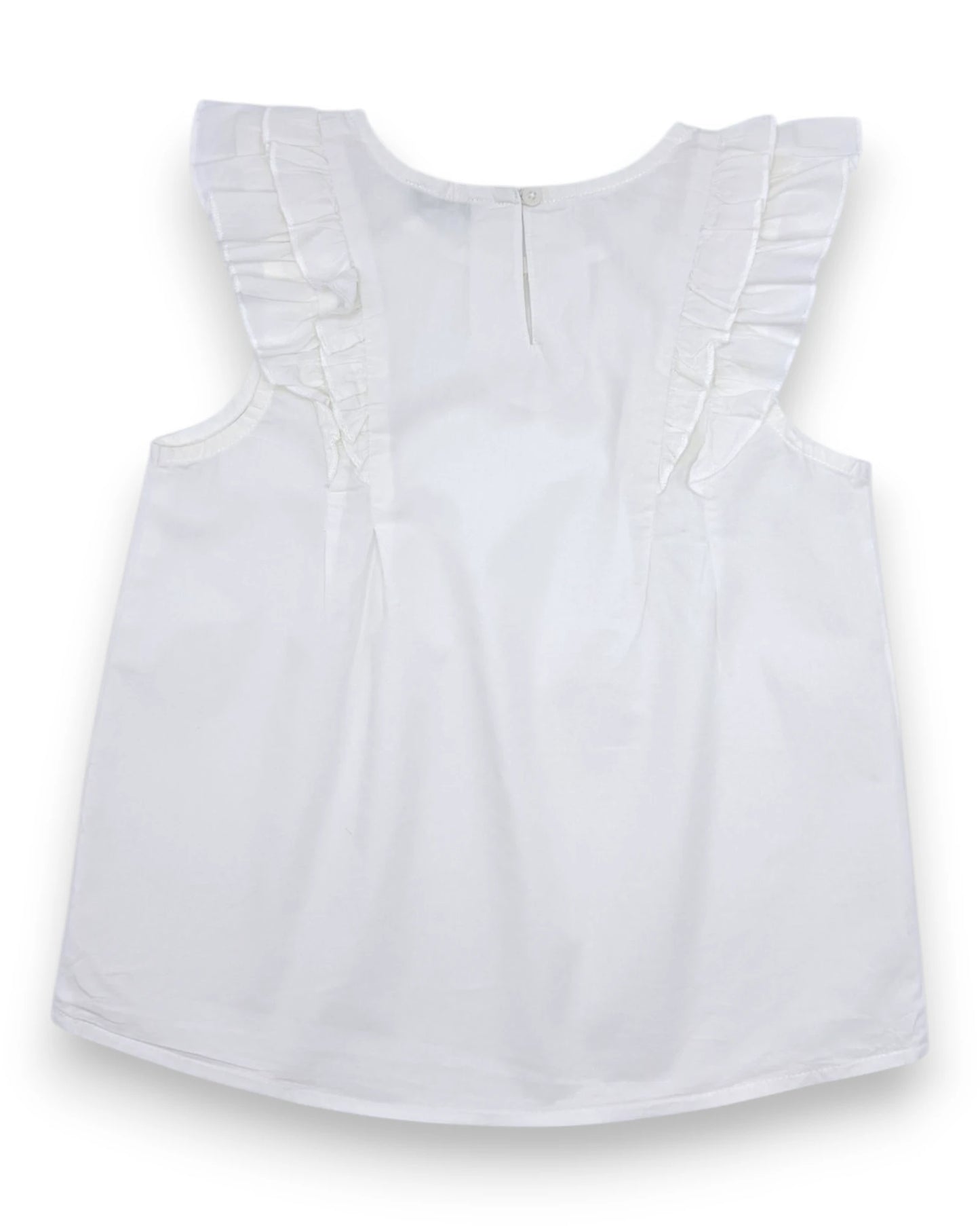 Blusa Branca Folhos BENETTON - 6-7 Anos