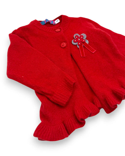 Casaco Lã e Caxemira Vermelho 6 Meses