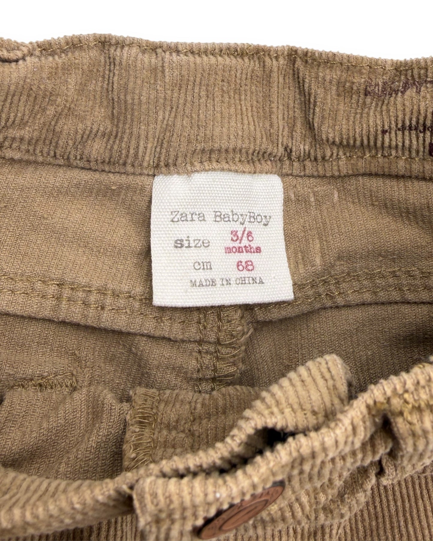 Calças Bombazine Castanhas 3-6 Meses