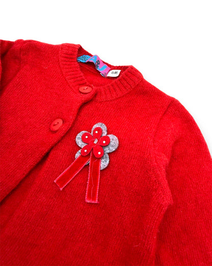 Casaco Lã e Caxemira Vermelho 6 Meses