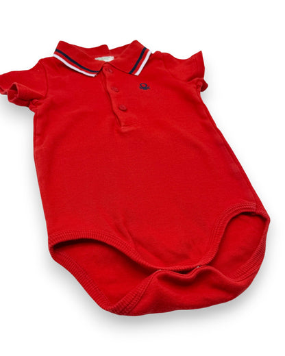 Body Polo Vermelho 3-6 Meses