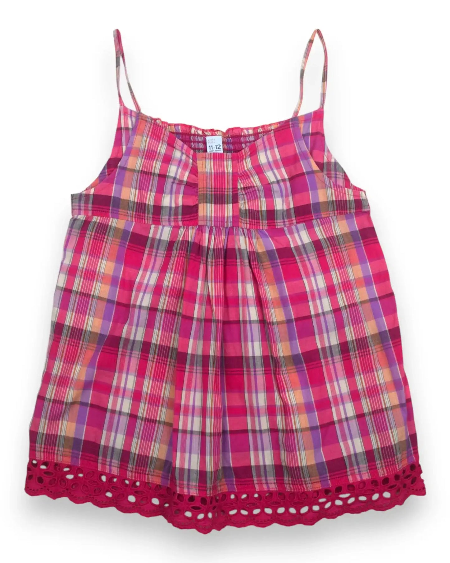 Top Alças em Xadrez Rosa ZARA - 11/12 Anos