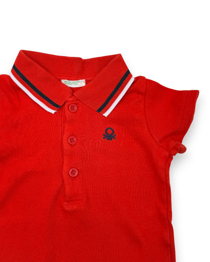 Body Polo Vermelho 3-6 Meses