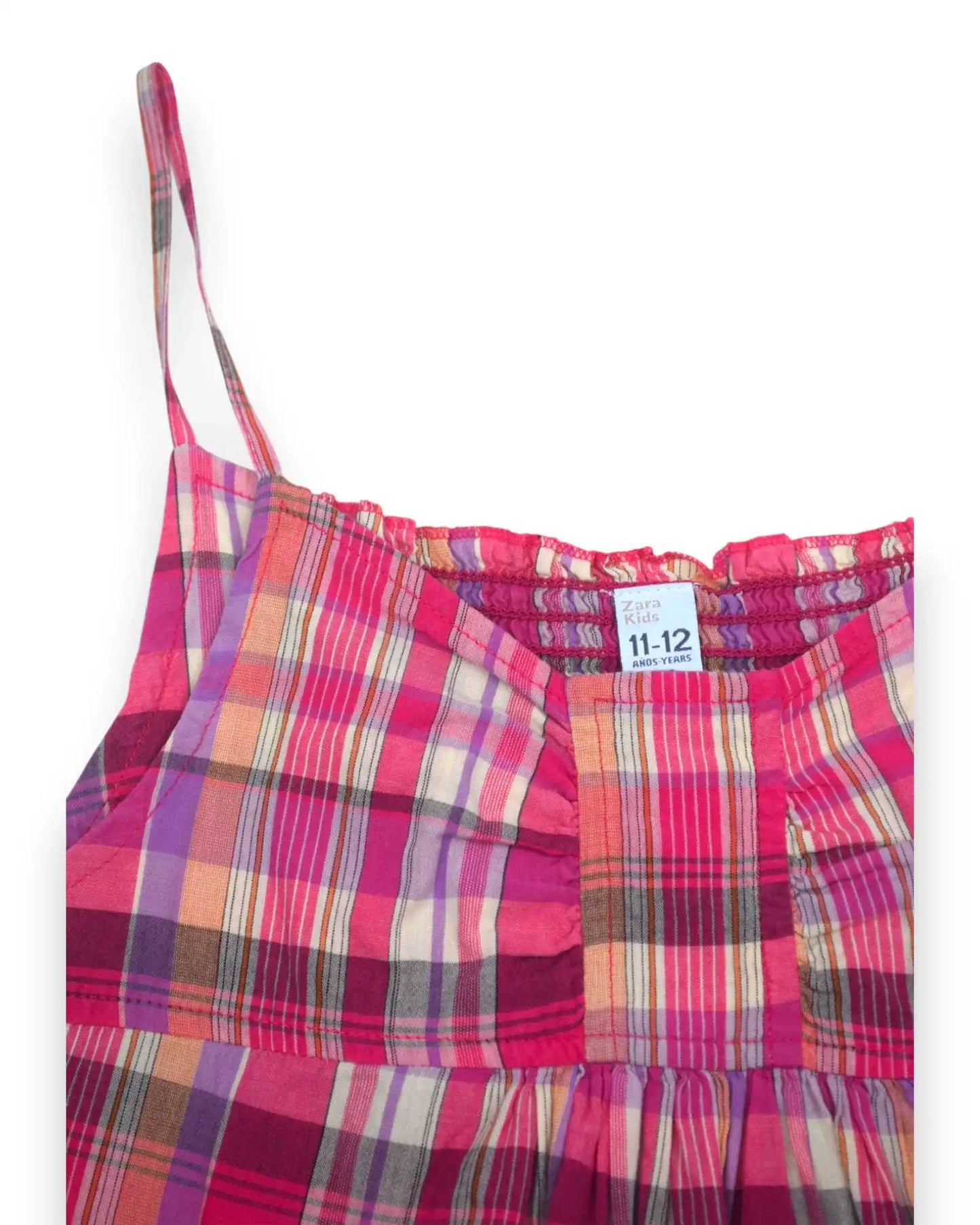 Top Alças em Xadrez Rosa ZARA - 11/12 Anos