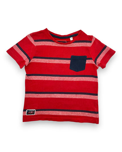 T-Shirt Vermelha Riscas 4 Anos