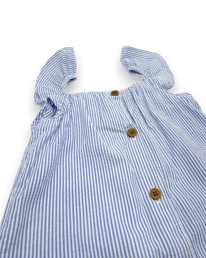 Macacão Riscas Azul 9-12 Meses