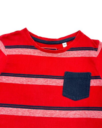 T-Shirt Vermelha Riscas 4 Anos