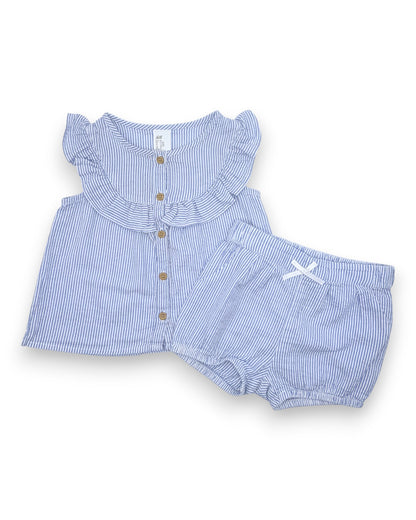 Conjunto Blusa e Calções Riscas 9-12 Meses