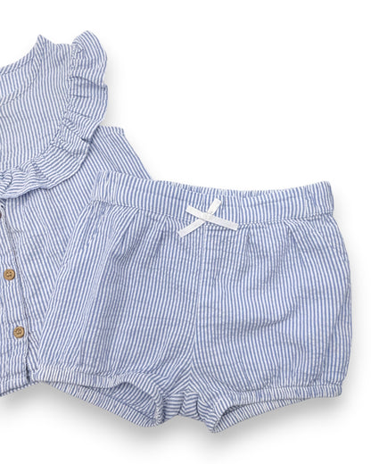Conjunto Blusa e Calções Riscas 9-12 Meses