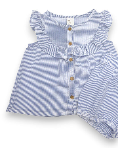Conjunto Blusa e Calções Riscas 9-12 Meses