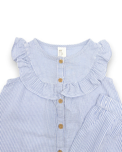 Conjunto Blusa e Calções Riscas 9-12 Meses