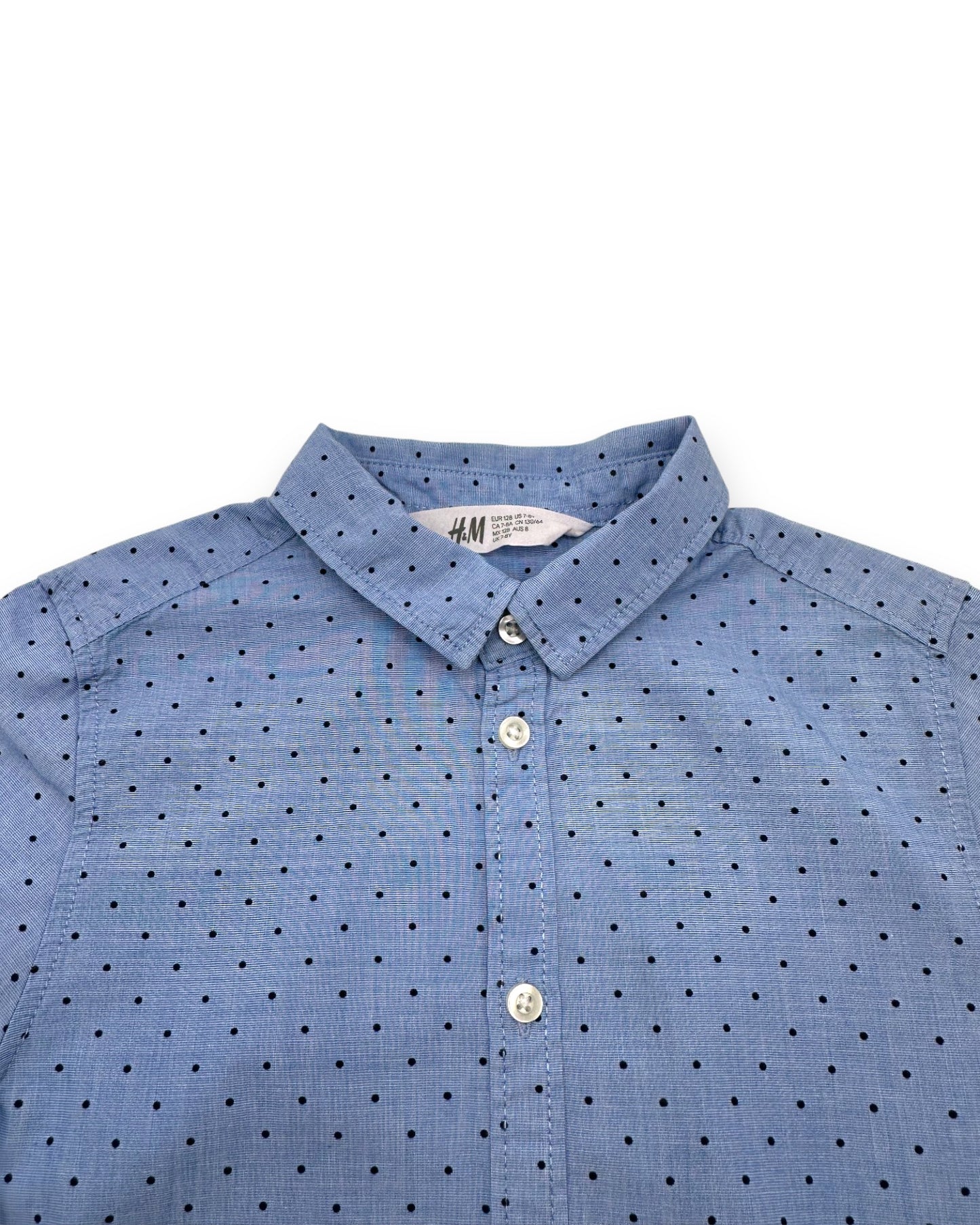 Camisa Azul Bolinhas 7-8 Anos