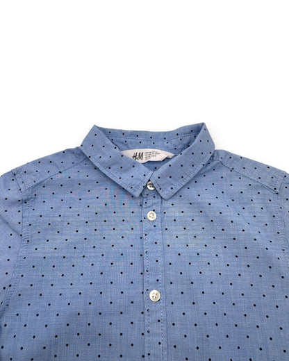 Camisa Azul Bolinhas 7-8 Anos