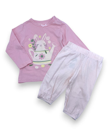Pijama Rosa Coelho 6-9 Meses