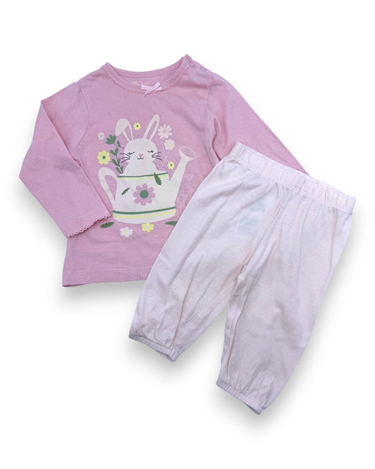 Pijama Rosa Coelho 6-9 Meses
