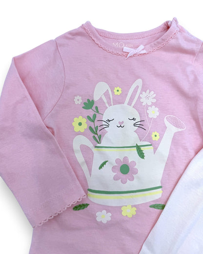 Pijama Rosa Coelho 6-9 Meses