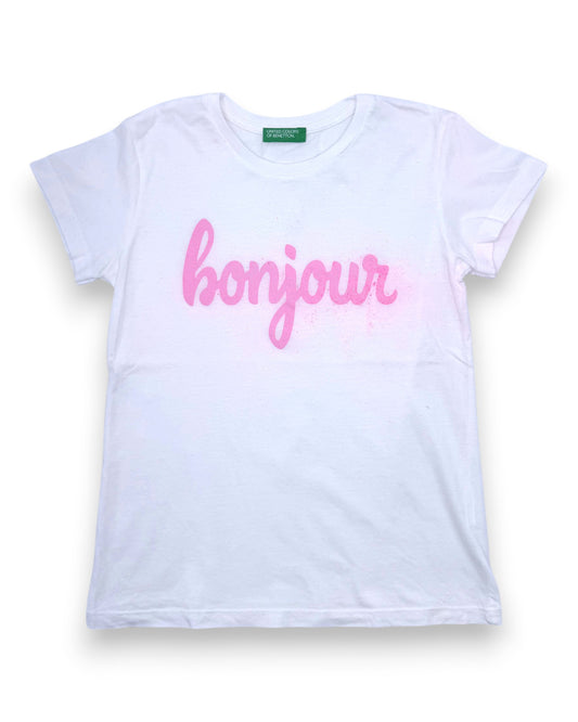 T-Shirt Glitter Bonjour BENETTON - 6-7 Anos