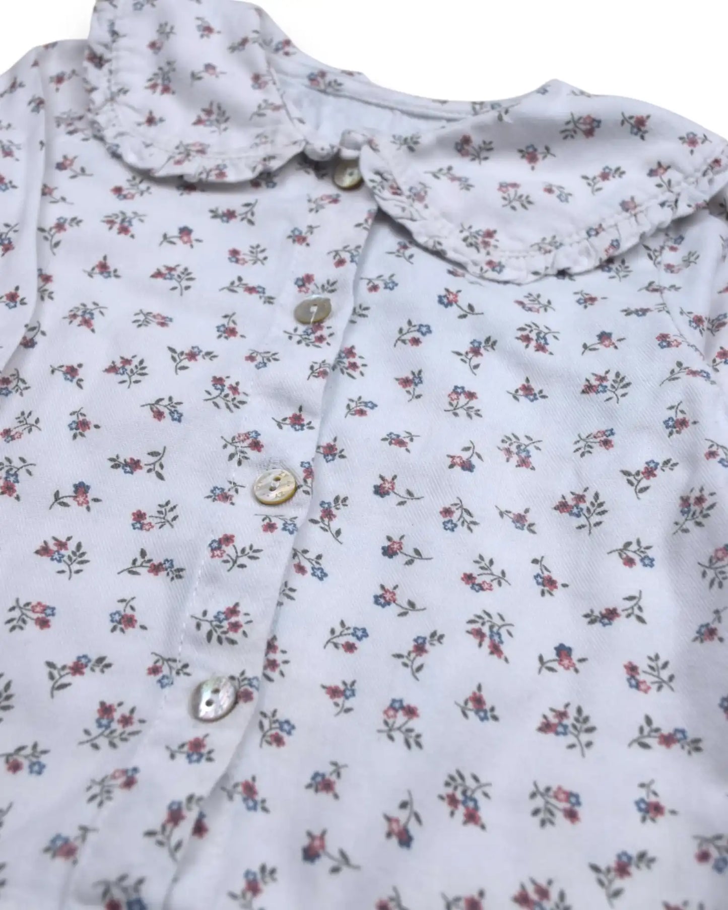 White Zippy Zippered Collar Blouse - 6-9 Months