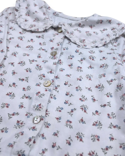 White Zippy Zippered Collar Blouse - 6-9 Months