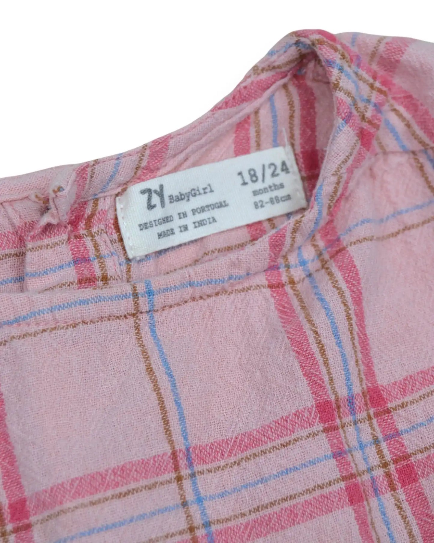 Blusa Xadrez Rosa ZIPPY - 18-24 Meses