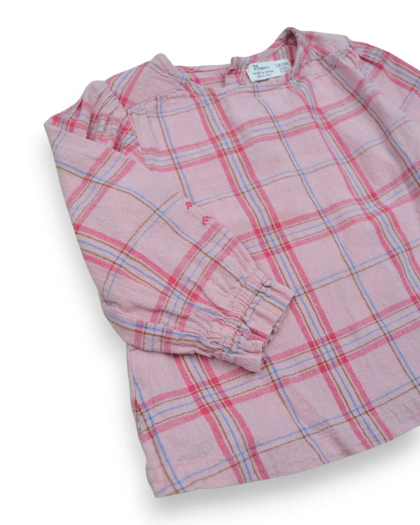 Blusa Xadrez Rosa ZIPPY - 18-24 Meses