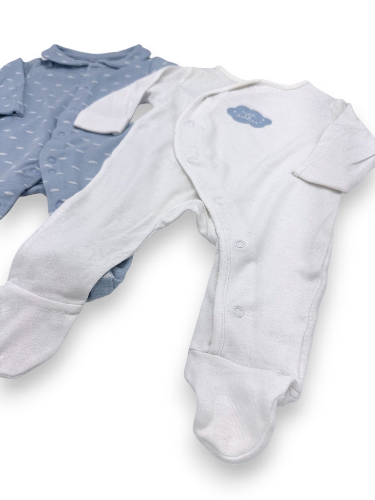 Pack 2 Long Sleeve Babygrow 1 Month