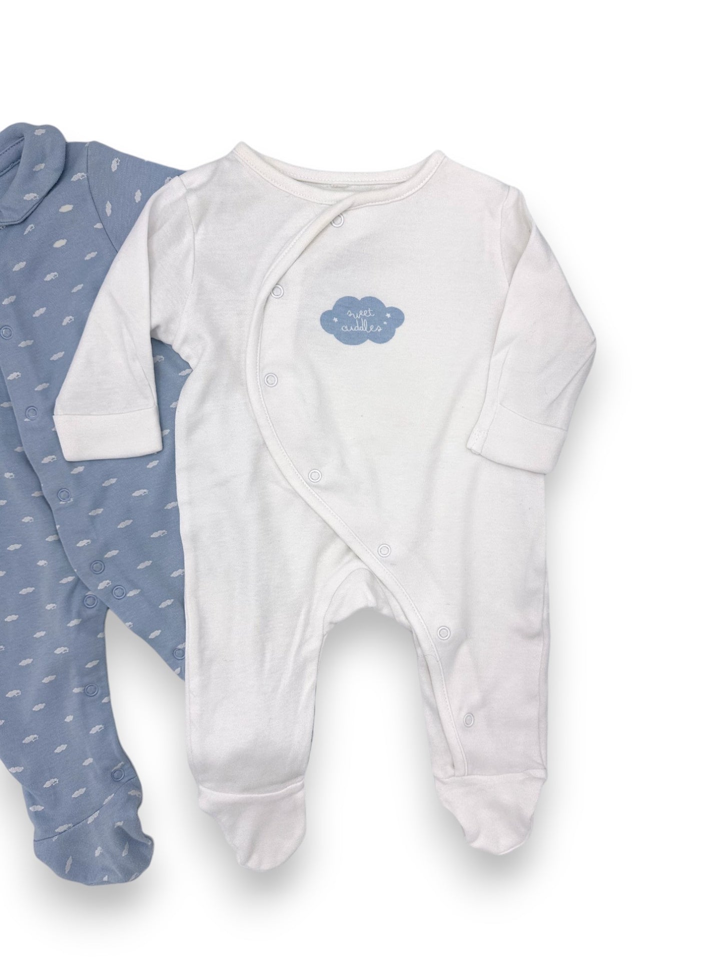 Pack 2 Long Sleeve Babygrow 1 Month