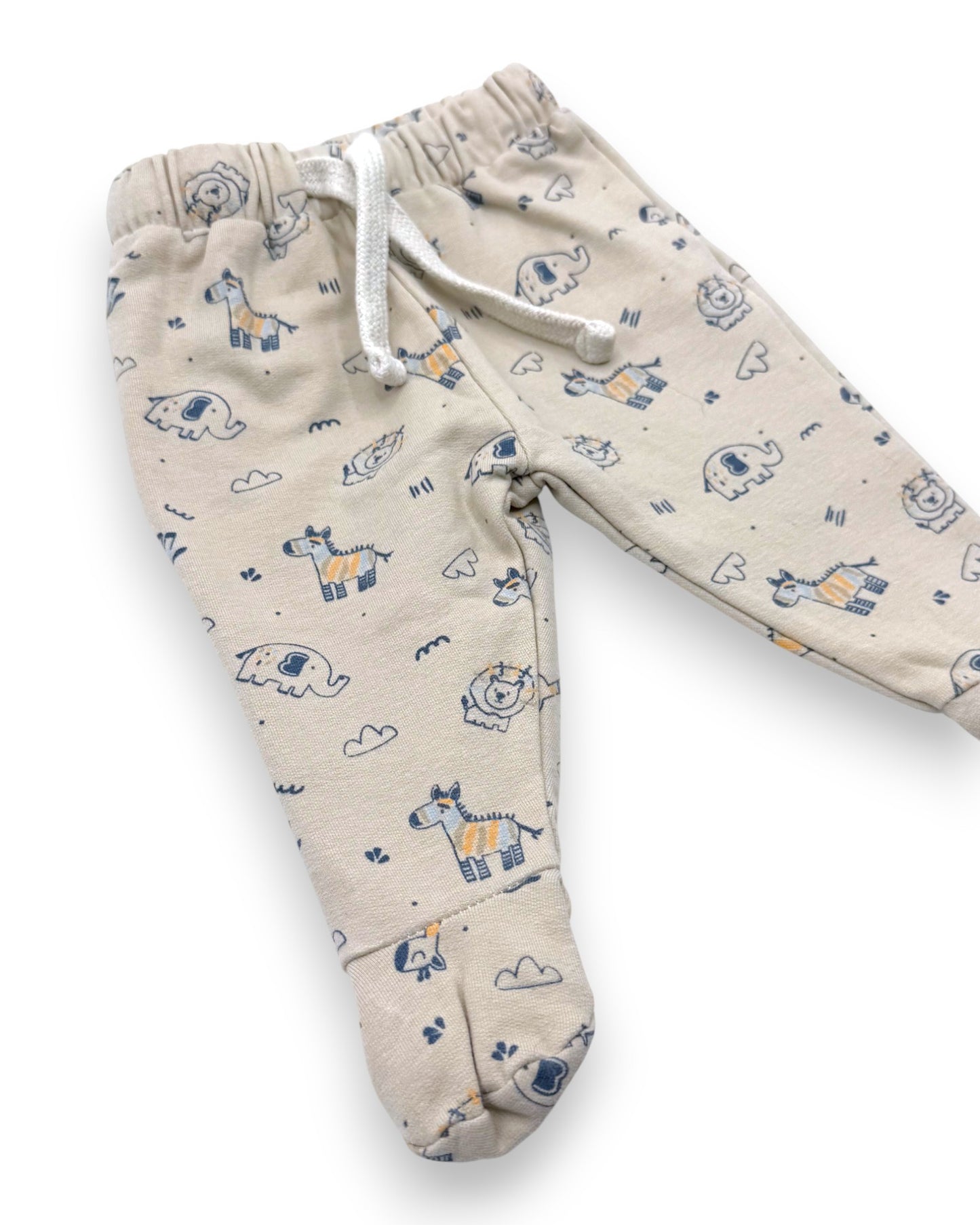 Beige Animal Print Pants 0-1 Month