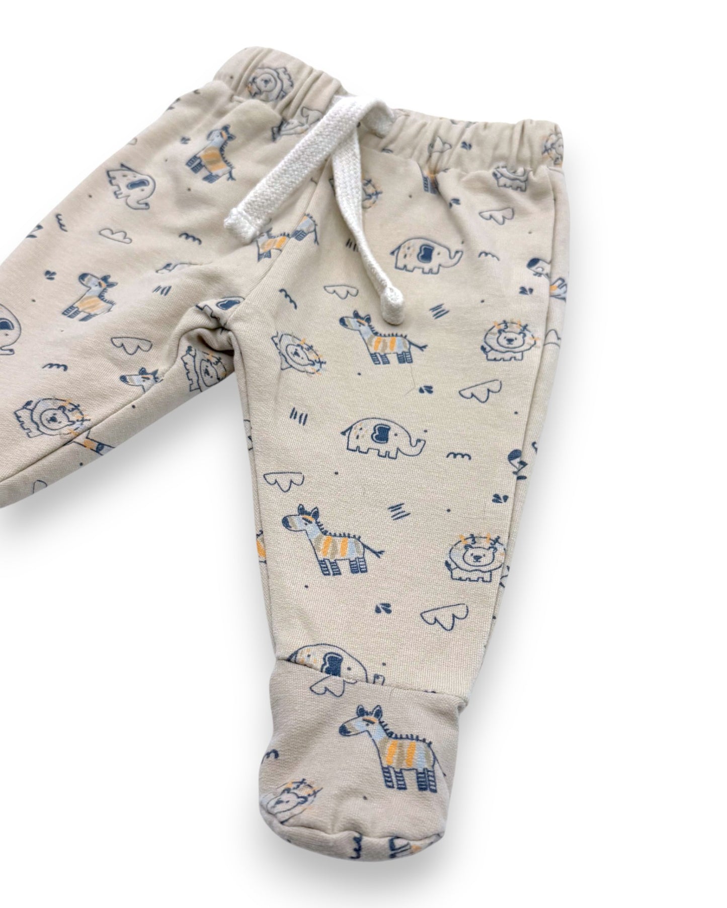 Beige Animal Print Pants 0-1 Month