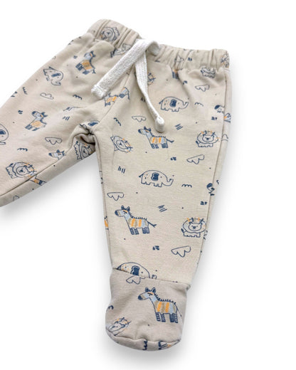 Beige Animal Print Pants 0-1 Month