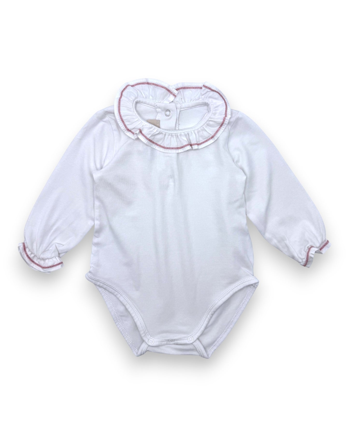 White Bodysuit with Ruffled Collar, 6 Months