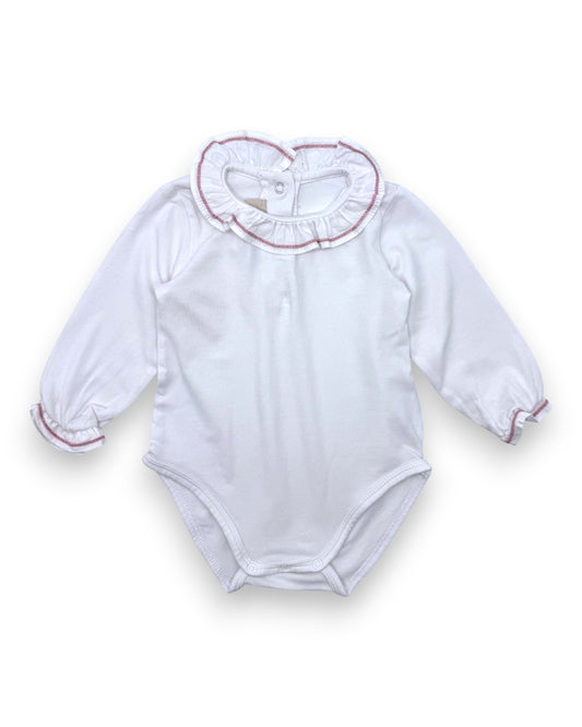 White Bodysuit with Ruffled Collar, 6 Months