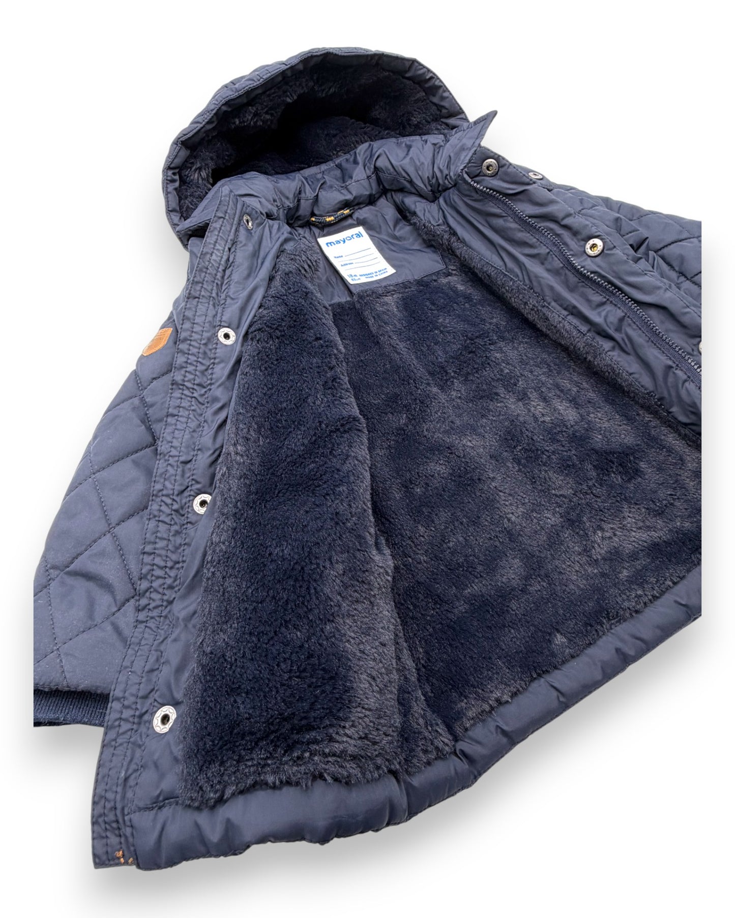 Parka Azul Capuz Amovivel 18 Meses