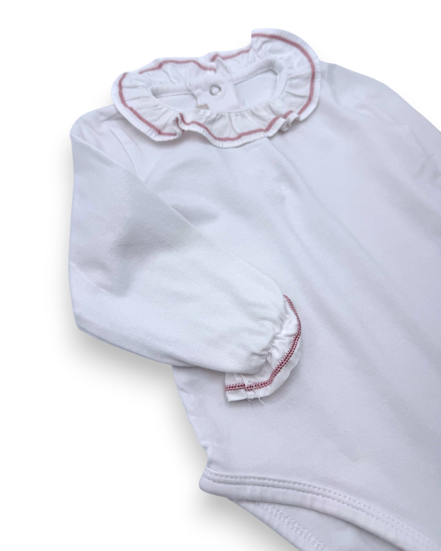 White Bodysuit with Ruffled Collar, 6 Months