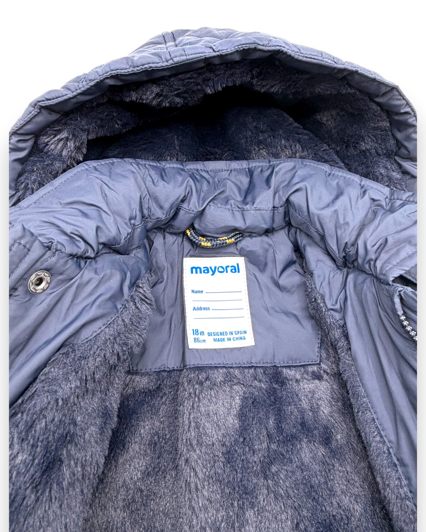 Parka Azul Capuz Amovivel 18 Meses