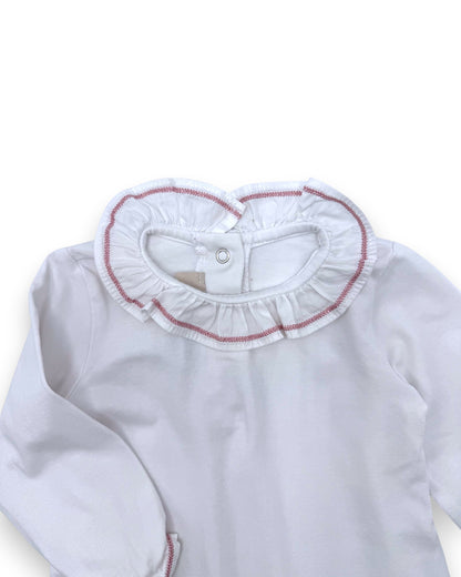 White Bodysuit with Ruffled Collar, 6 Months