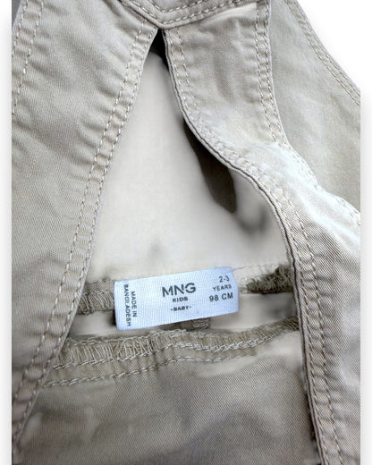 Beige overalls for 2-3 year olds.