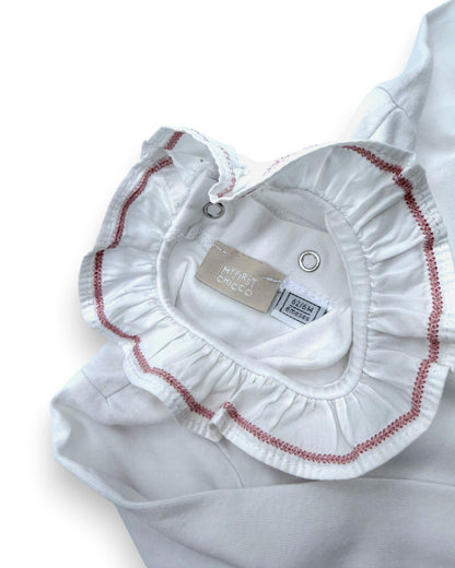 White Bodysuit with Ruffled Collar, 6 Months