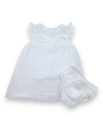 Conjunto Vestido e Tapa Fraldas Branco 6 Meses