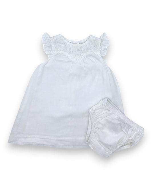 Conjunto Vestido e Tapa Fraldas Branco 6 Meses