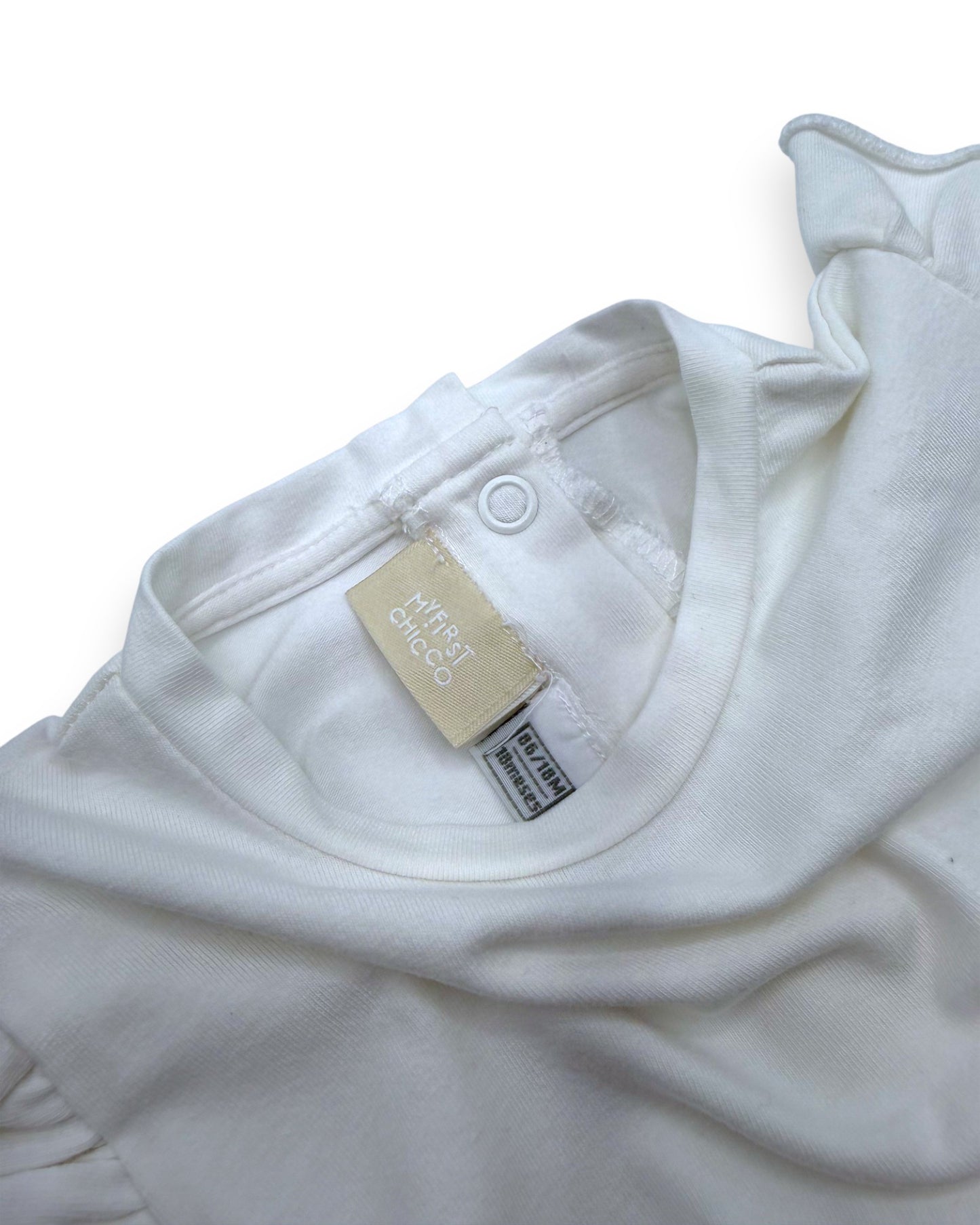 White Bodysuit with Ruffles, 18 Months