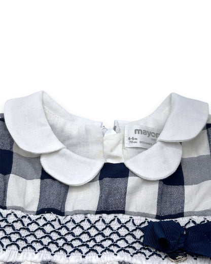 Vestido Xadrez Azul 4-6 Meses
