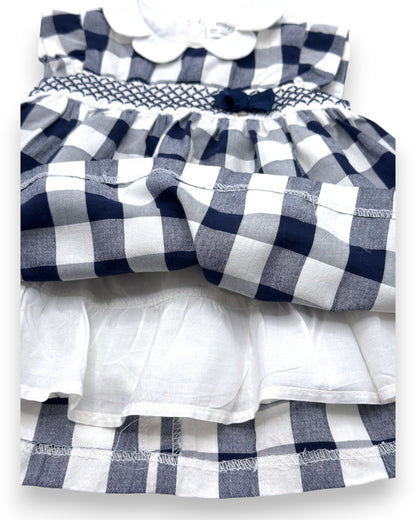 Vestido Xadrez Azul 4-6 Meses