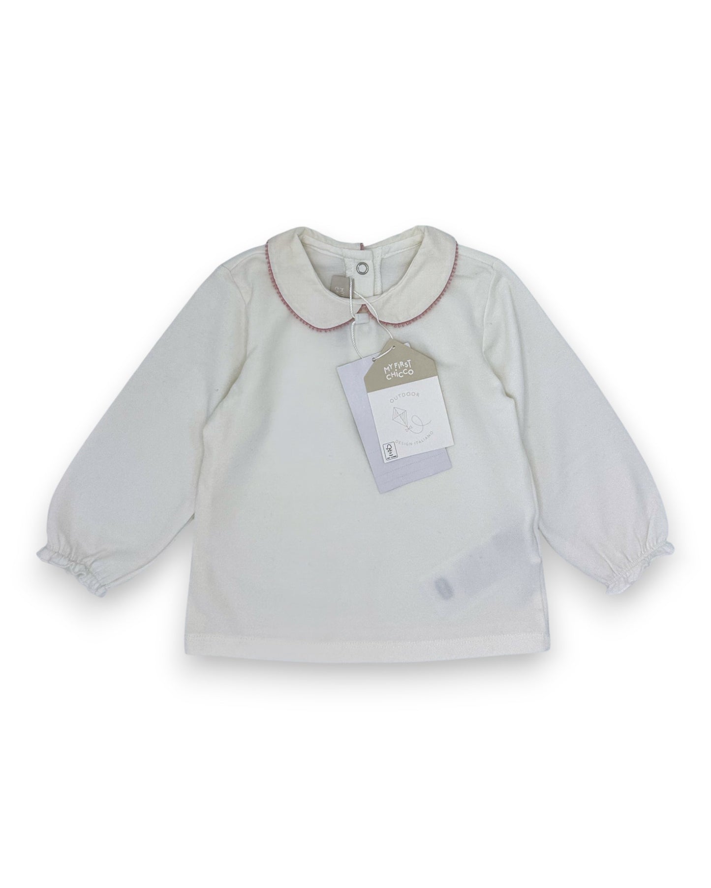 Blusa Branca Gola 12 Meses