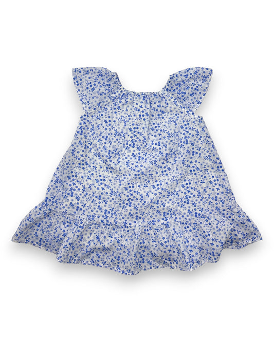Vestido Azul Flores 3-6 Meses
